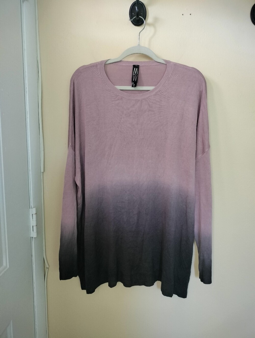 Marla Wynne Lightweight Tunic Ombre Purple Gray Sweater 1X Oversized Travel